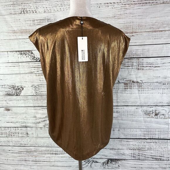 Molly Bracken Blouse Top size Small Brown Rust Copper Shimmery Wedding Cocktails - Picture 7 of 8